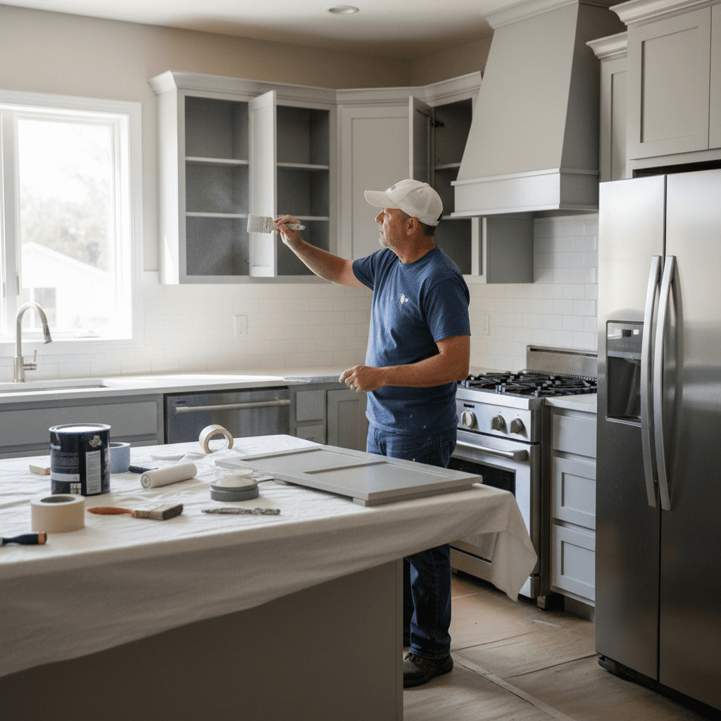 Kitchen cabinet painting and touch-up project